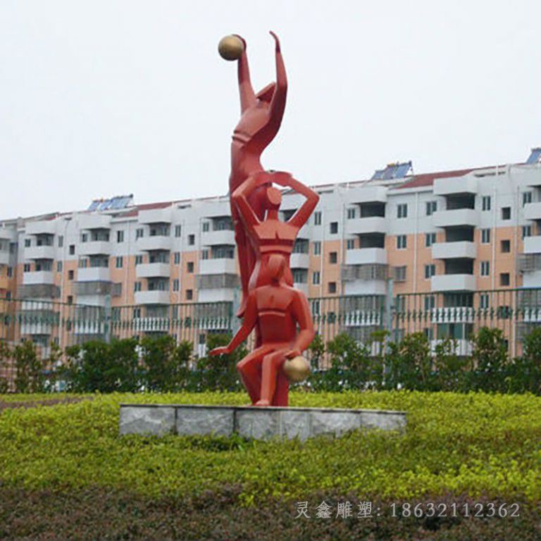 不锈钢打篮球园林雕塑