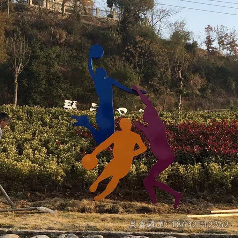 不锈钢打篮球街边雕塑