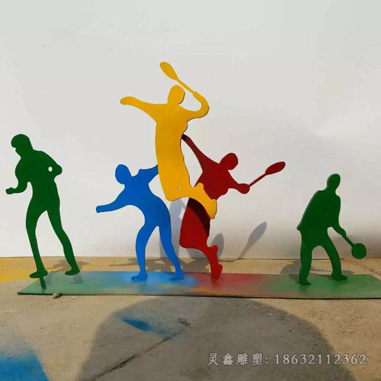 不锈钢打羽毛球城市雕塑