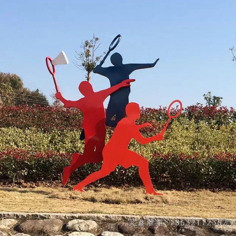 不锈钢打羽毛球广场雕塑