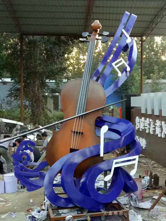 不锈钢大提琴小区雕塑