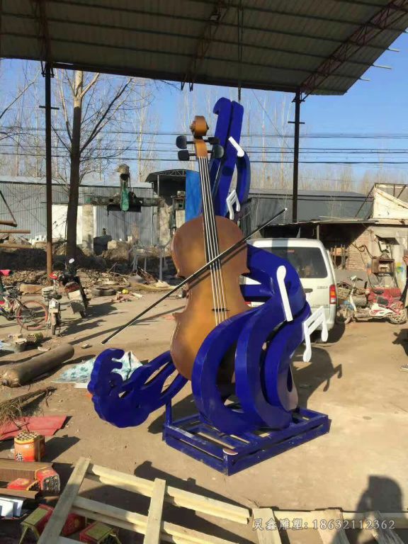 不锈钢大提琴街边雕塑