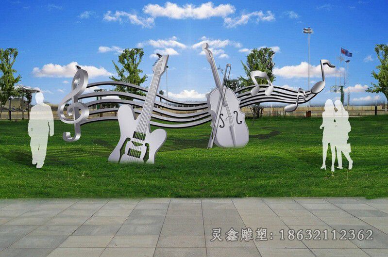 不锈钢大提琴别墅雕塑