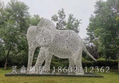 不锈钢镂空大象广场雕塑