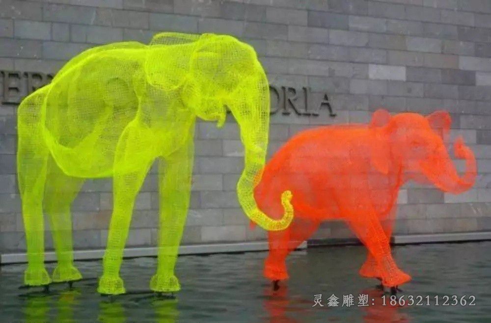 不锈钢镂空大象公园雕塑