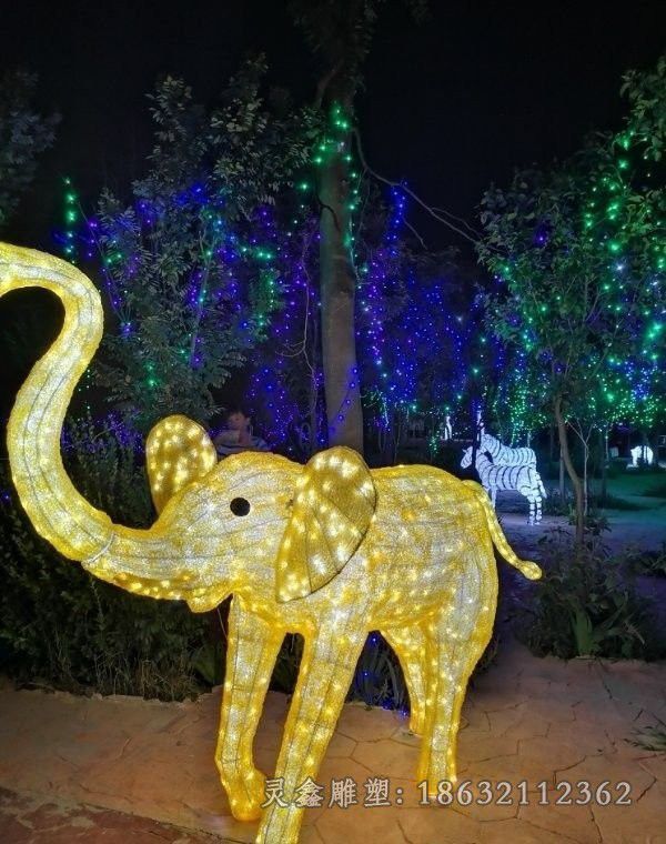 不锈钢发光大象城市雕塑