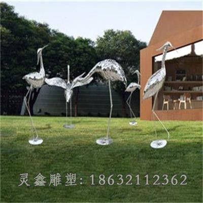 不锈钢镜面仙鹤景区雕塑