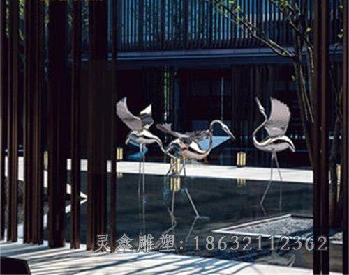 不锈钢镜面仙鹤商场雕塑