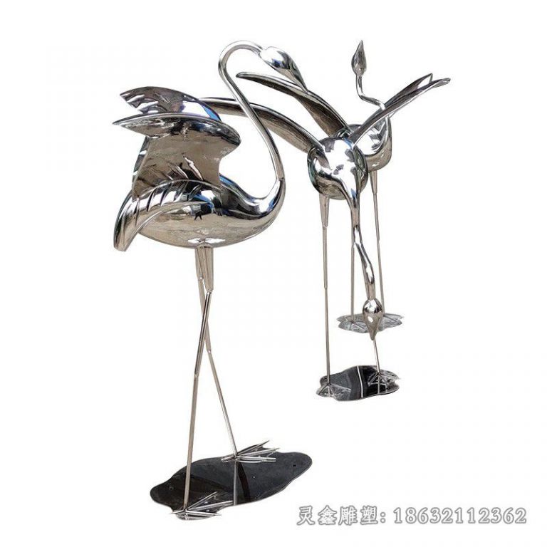 不锈钢抽象群鹤广场雕塑