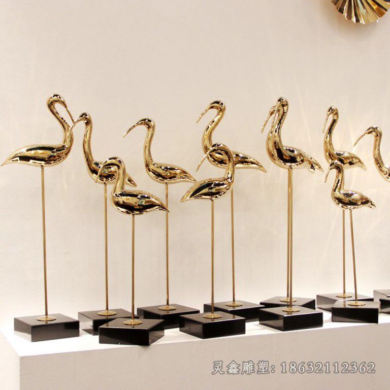 不锈钢群鹤校园雕塑