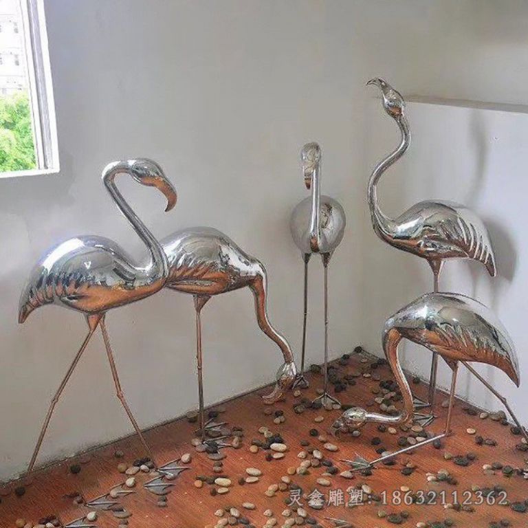 不锈钢群鹤户外雕塑