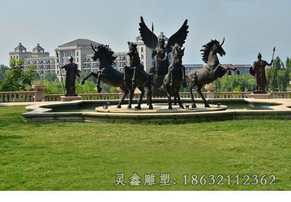 四匹马阿波罗广场铜雕