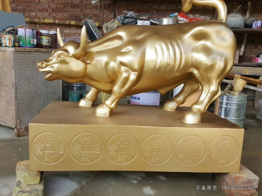 招财牛城市景观铜雕