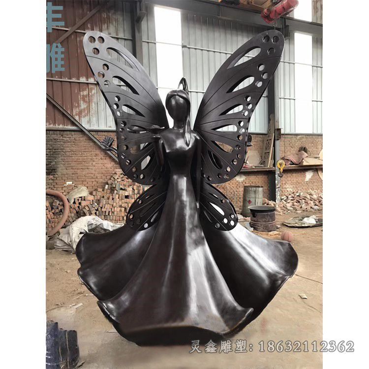 蝴蝶美女城市景观铜雕