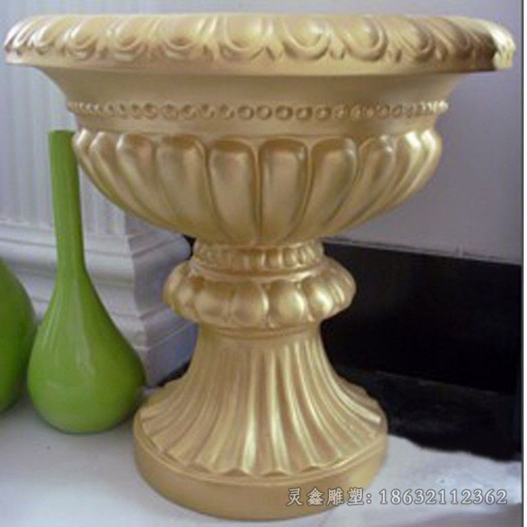 金色花盆广场景观铜雕