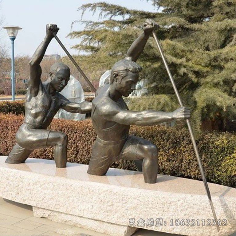 划船广场人物景观铜雕