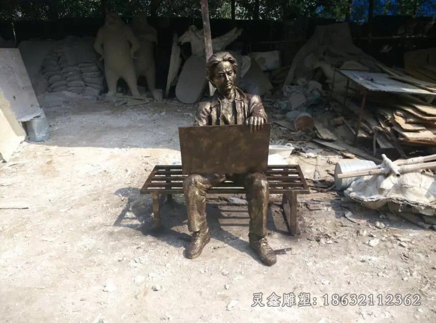 画画人物城市景观铜雕