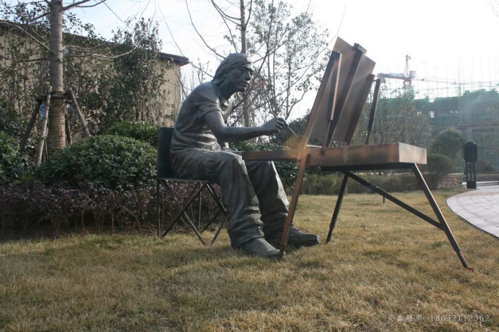画画人物校园景观铜雕