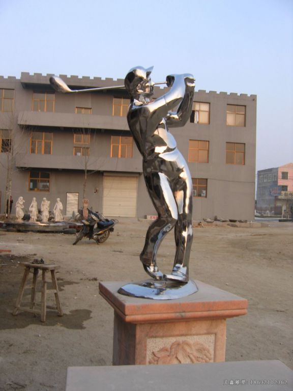 不锈钢高尔夫球运动雕塑