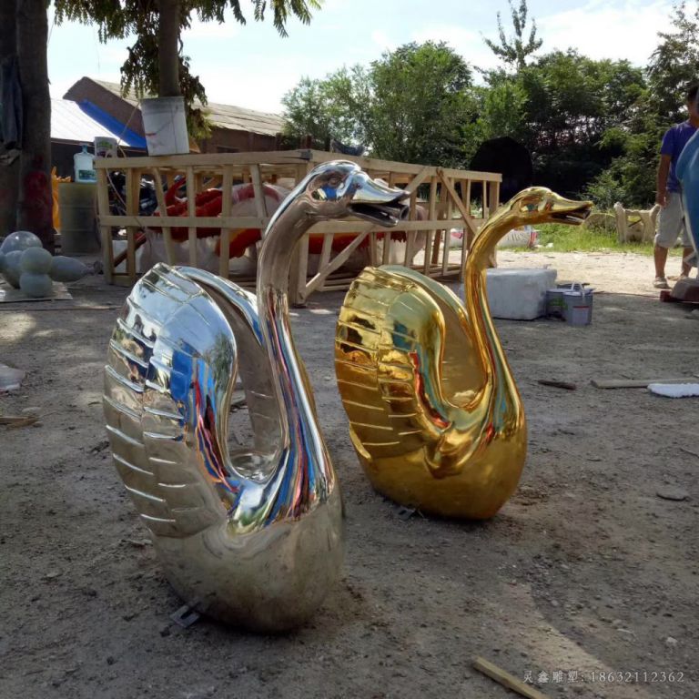 不锈钢天鹅动物雕塑