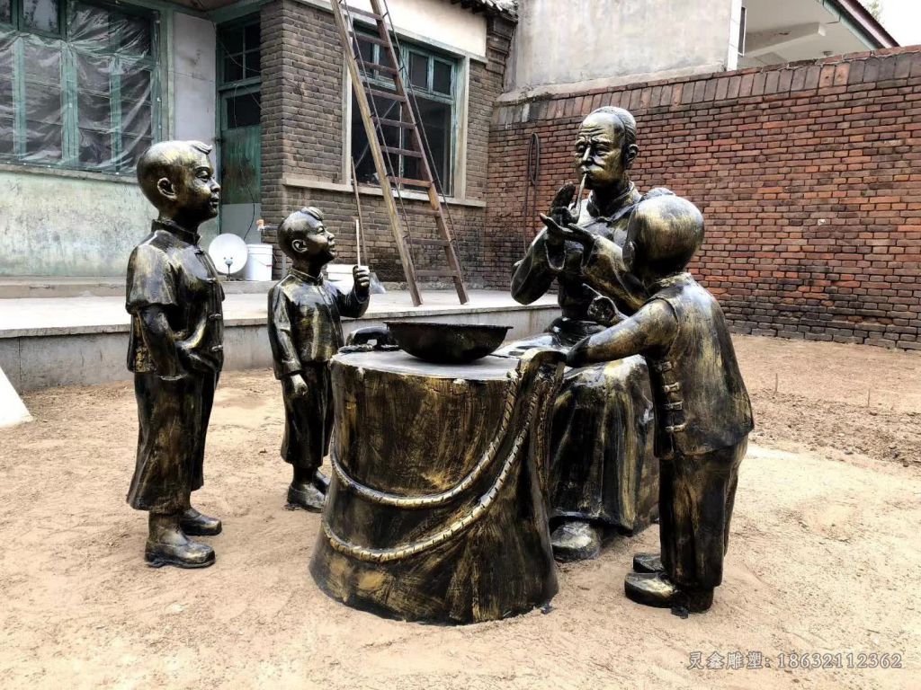 民俗吹糖人景观铜雕