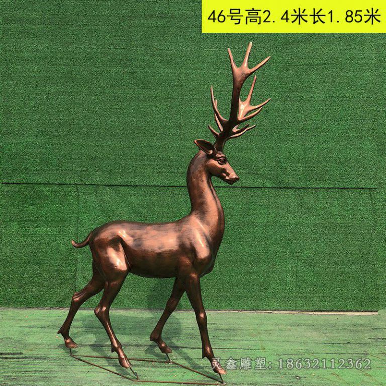 叉角小鹿动物铜雕