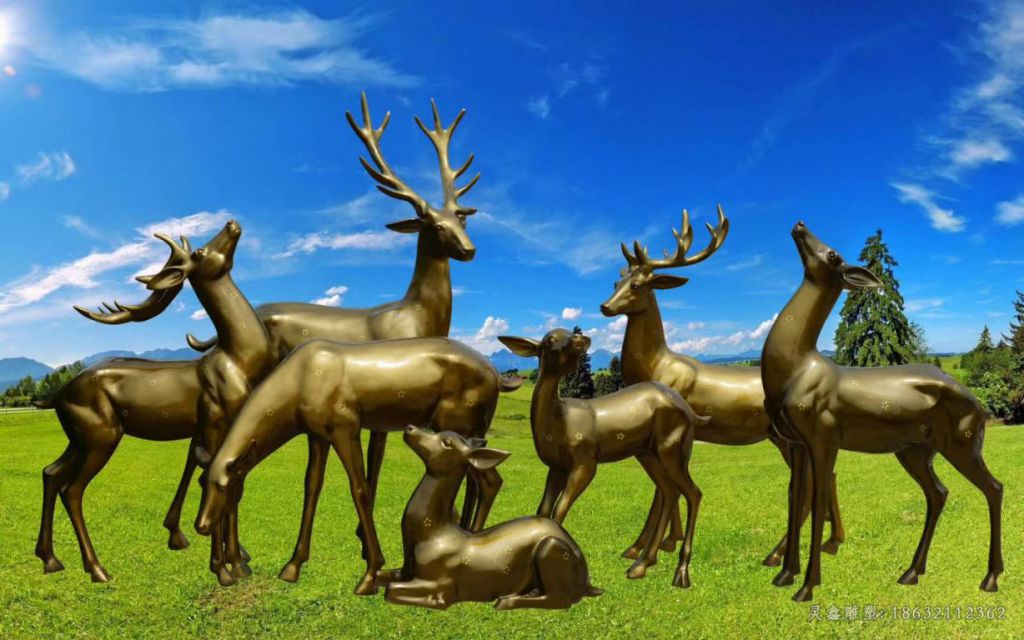 梅花鹿动物铜雕