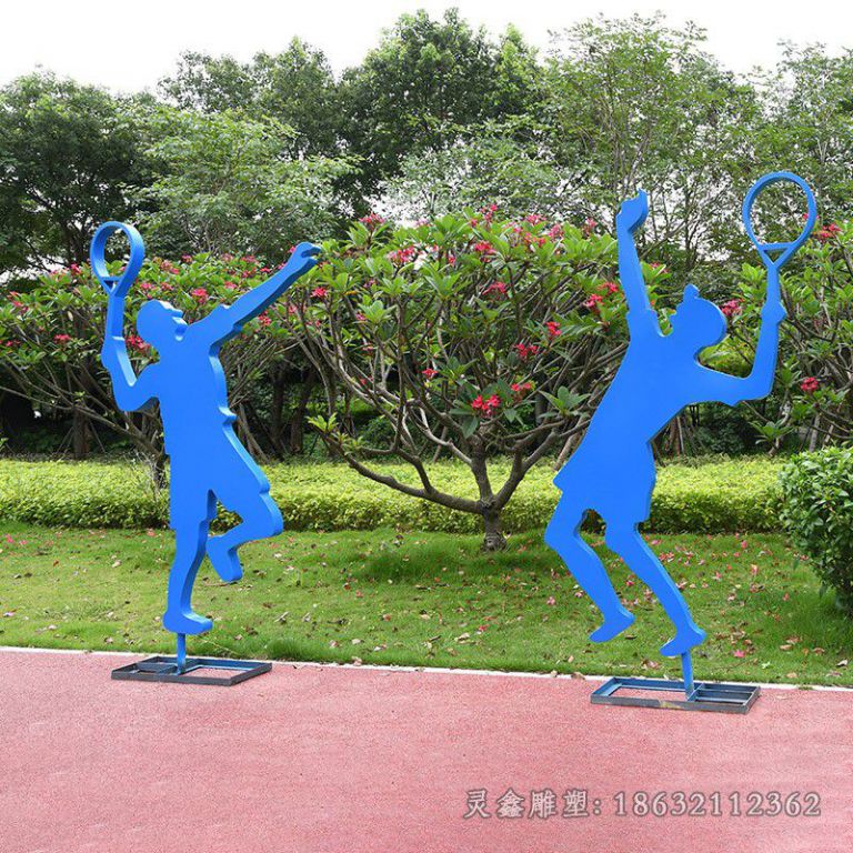 不锈钢打羽毛球雕塑