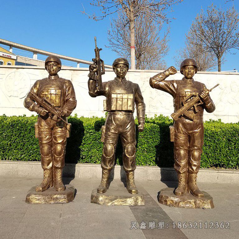 现代军人景观标志铜雕