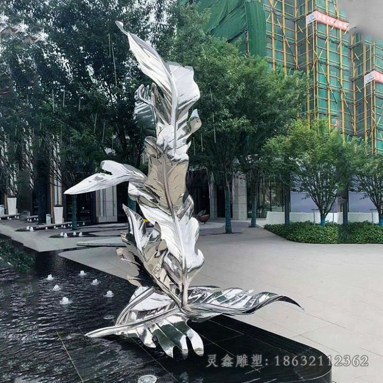 不锈钢树叶标志雕塑