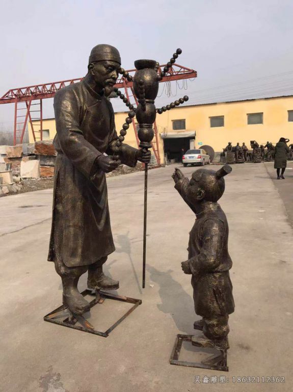 民俗卖糖葫芦景观铜雕