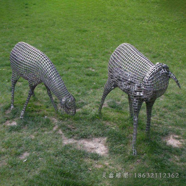 镂空羊不锈钢雕塑