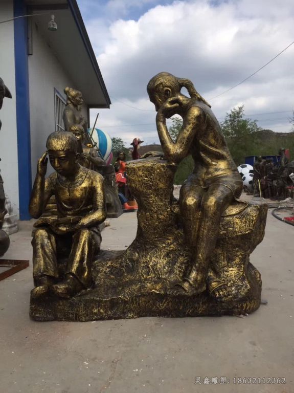 看书思考人物铜雕