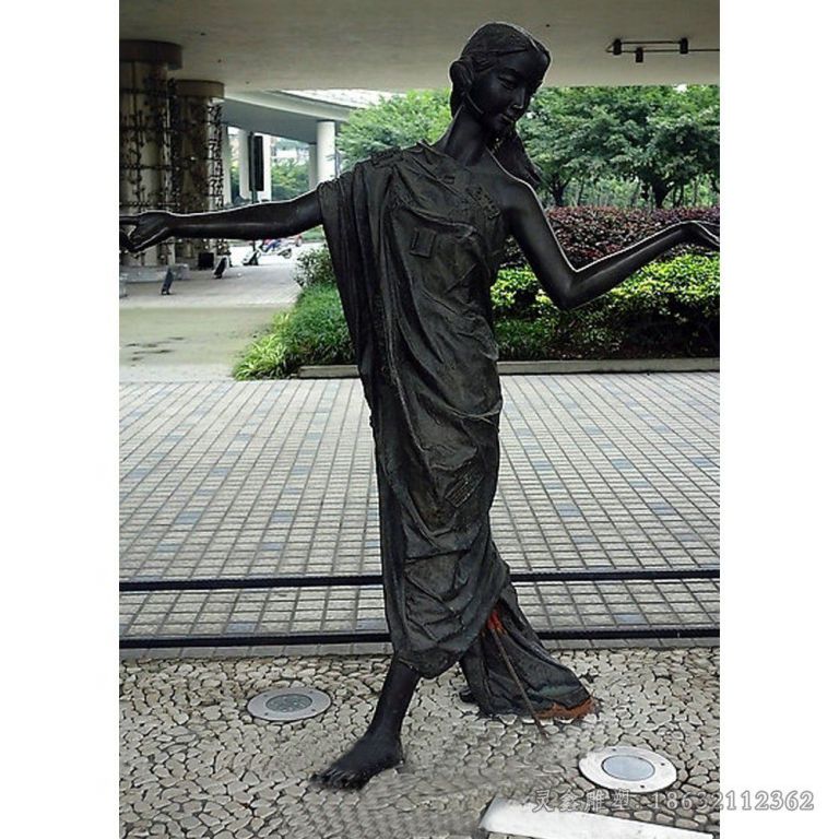 跳舞女孩街边景观铜雕