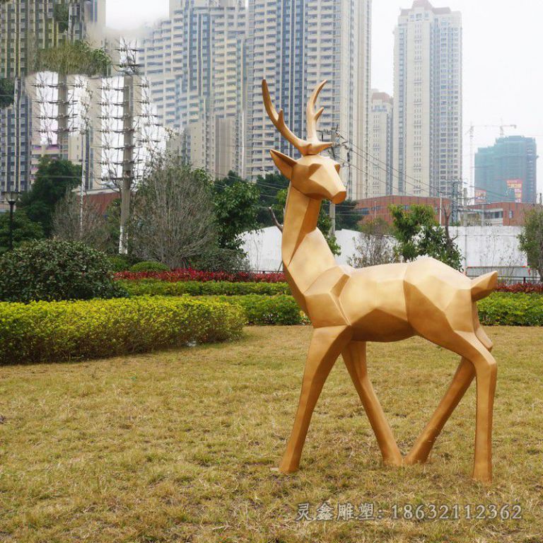 转头小鹿景观铜雕