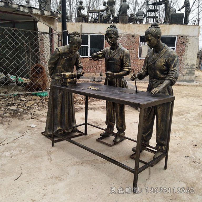 中医药人物景观铜雕