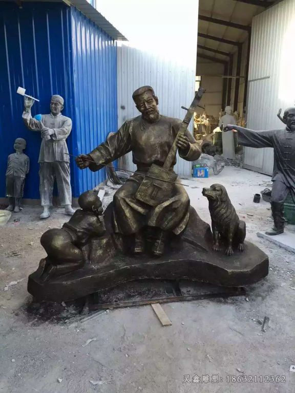 街边拉提琴人物铜雕