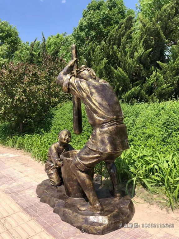 民俗打糍粑校园铜雕