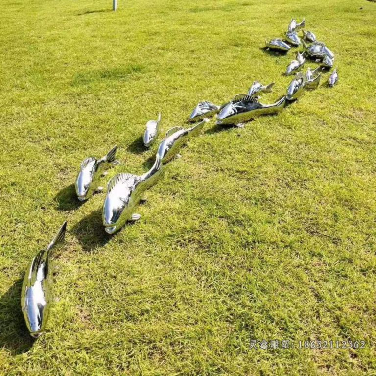 公园鱼群不锈钢雕塑