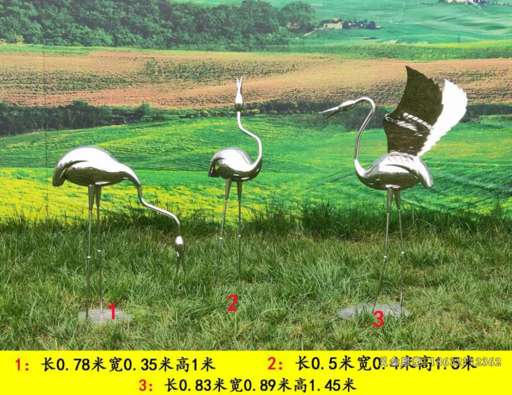 火烈鸟不锈钢动物雕塑