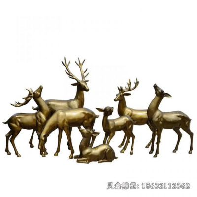 梅花鹿群景观雕塑