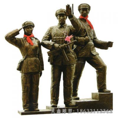 解放军战士人物铜雕