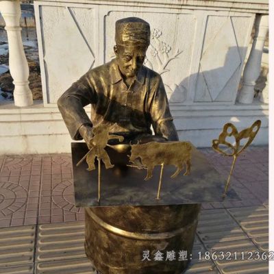 吹糖人民俗城市铜雕
