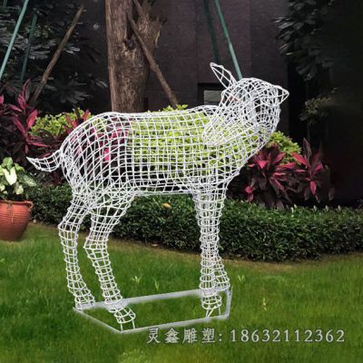 不锈钢镂空回头鹿雕塑