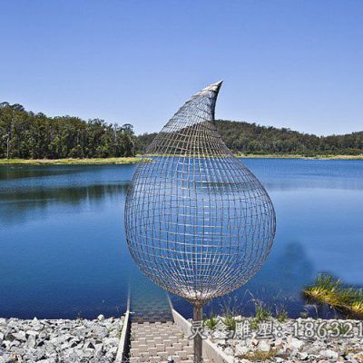 不锈钢镂空水滴景观雕塑