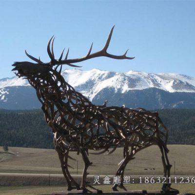 不锈钢鹿动物雕塑