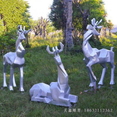 不锈钢梅花鹿公园雕塑