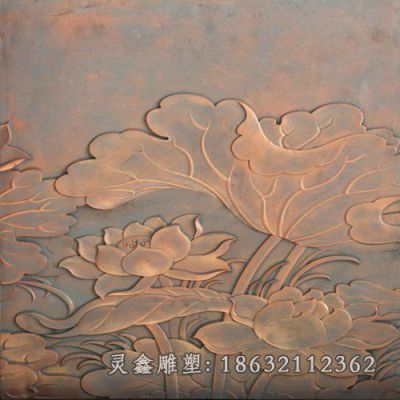 锻铜荷花浮雕