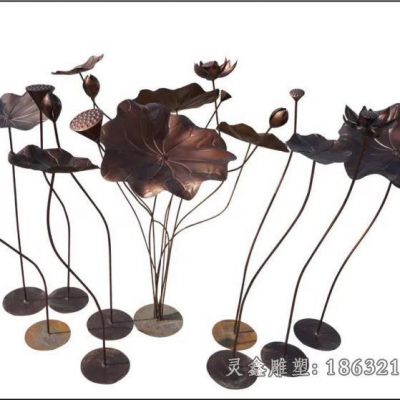 荷花锻铜景观雕塑