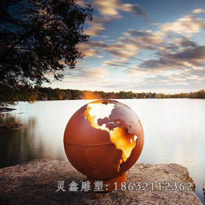 不锈钢抽象发光镂空球雕塑